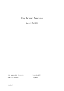 Disposal of Assets - King James I Academy