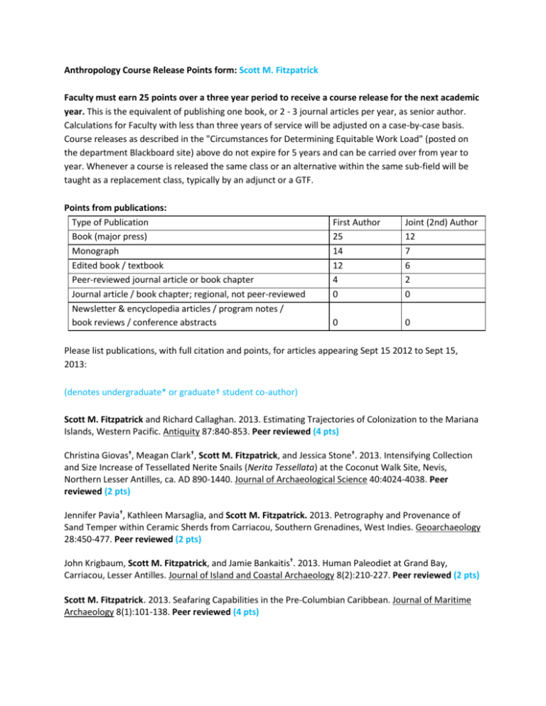 Fitzpatrick 201213_Anthropology Course Release Points form