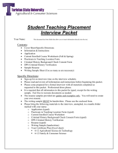 Application for Practicum in Teaching * Elementary