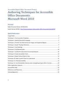 Word 2010 Accessibility Guidance