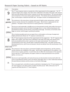 Rubric for research paper based on AP