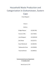 Household waste production & categorization in Grahamstown