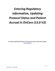 Updating Protocol Status and Patient Accrual in OnCore 13.0