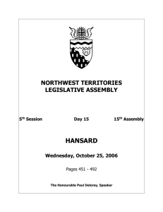 hn061025 - Legislative Assembly of The Northwest Territories