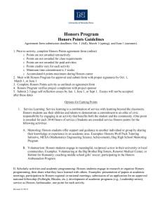 Honors Program Honors Points Guidelines