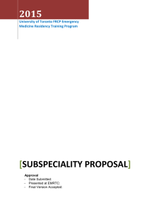 Subspeciality Proposal - Emergency Medicine