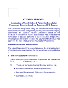 Introduction of New Syllabus of Foundation Programme
