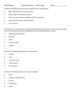 NYOS Biology Earth`s Ecosystems -- Practice Quiz Name 1) Which