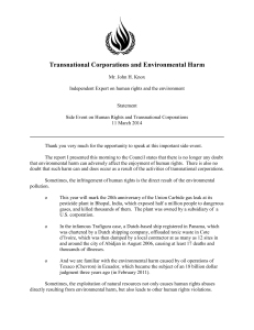 Transnational Corporations and Environmental Harm Side Event
