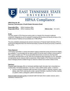 HIPAA Policy No.001 Electronic Communication of Health Related