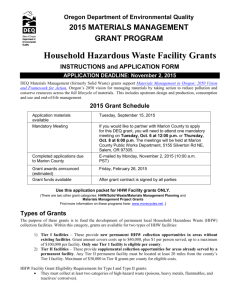 Household Hazardous Waste Facility Grants