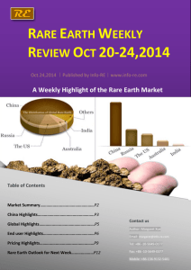 Rare Earth Weekly Review Oct 20-24,2014 - Info-RE