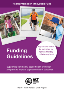 Health Promotion Innovation Fund Funding Guidelines