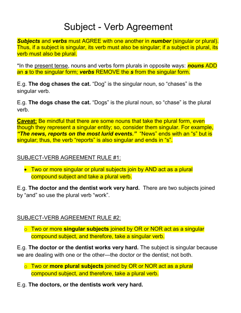 Worksheet On Subject Verb Agreement For Class 8 With Answers