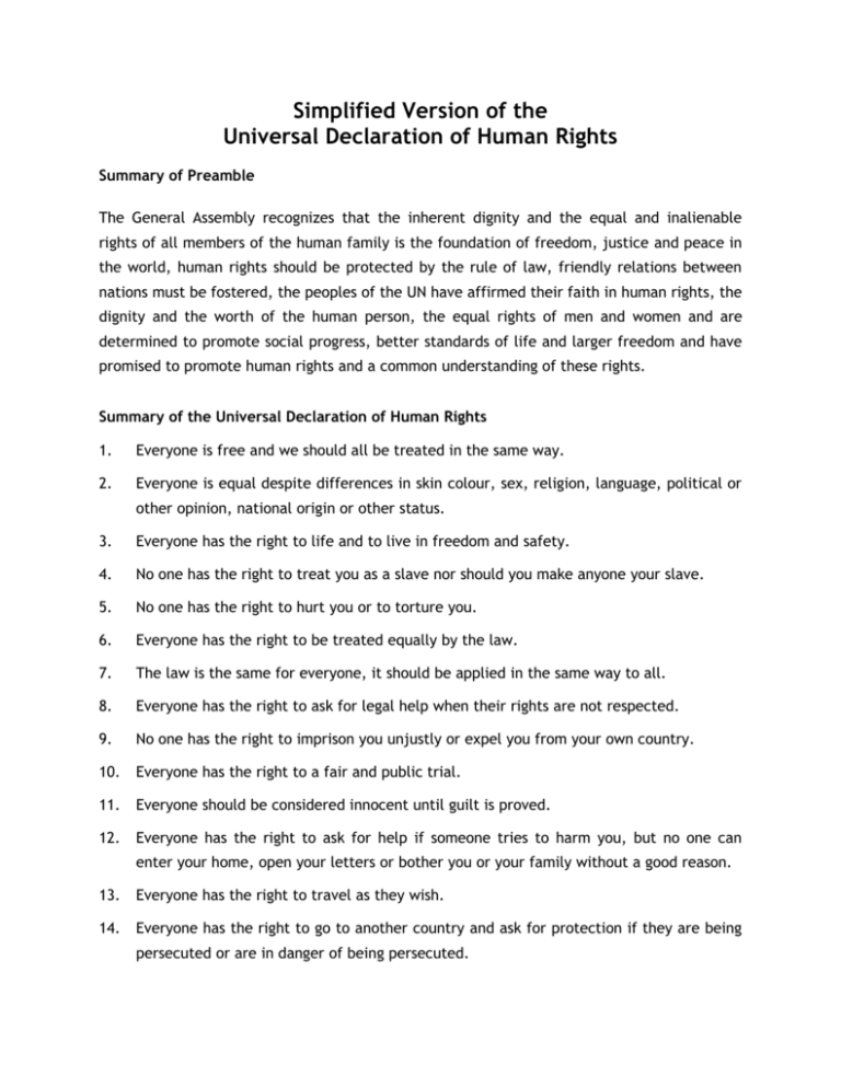 Universal Declaration Of Human Rights Pdf Child Friendly Version