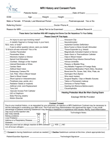 MRI History and Consent Form