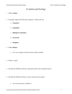Evolution and Ecology Lecture Outline