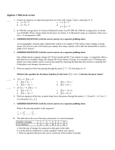 Algebra 1 Mid term review Answer Section