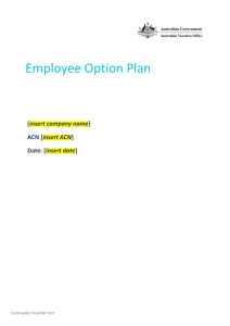 Employee Option Plan Rules - Australian Taxation Office