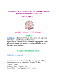CE-402 Concrete Technology - Gwalior Institute of information