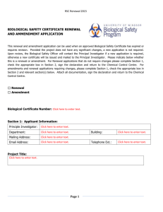 Biological Safety Certificate Renewal & Amendment Application