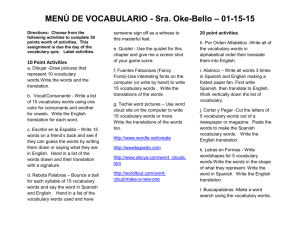 vocabulary menu