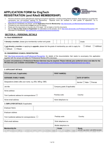 Application Form for EngTech Registration