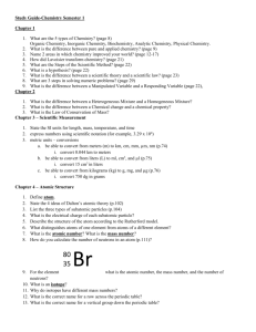 Study Guide-Chemistry Semester 1 Chapter 1 What are the 5 types