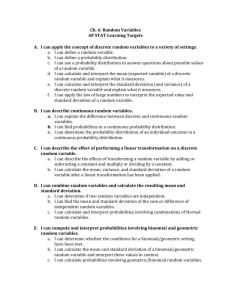 Ch. 6: Random Variables AP STAT Learning Targets I can apply the