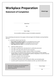 Workplace preparation statement of completion