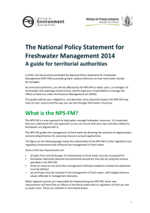 The National Policy Statement for Freshwater Management 2014 A