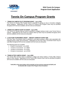 Tennis On Campus Pilot Program Grant