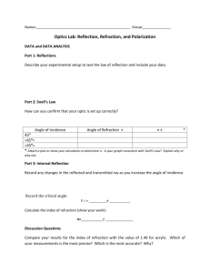 Reflection Refraction Worksheet