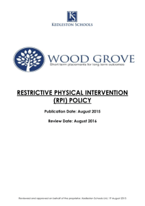 Restrictive Physical Intervention Policy