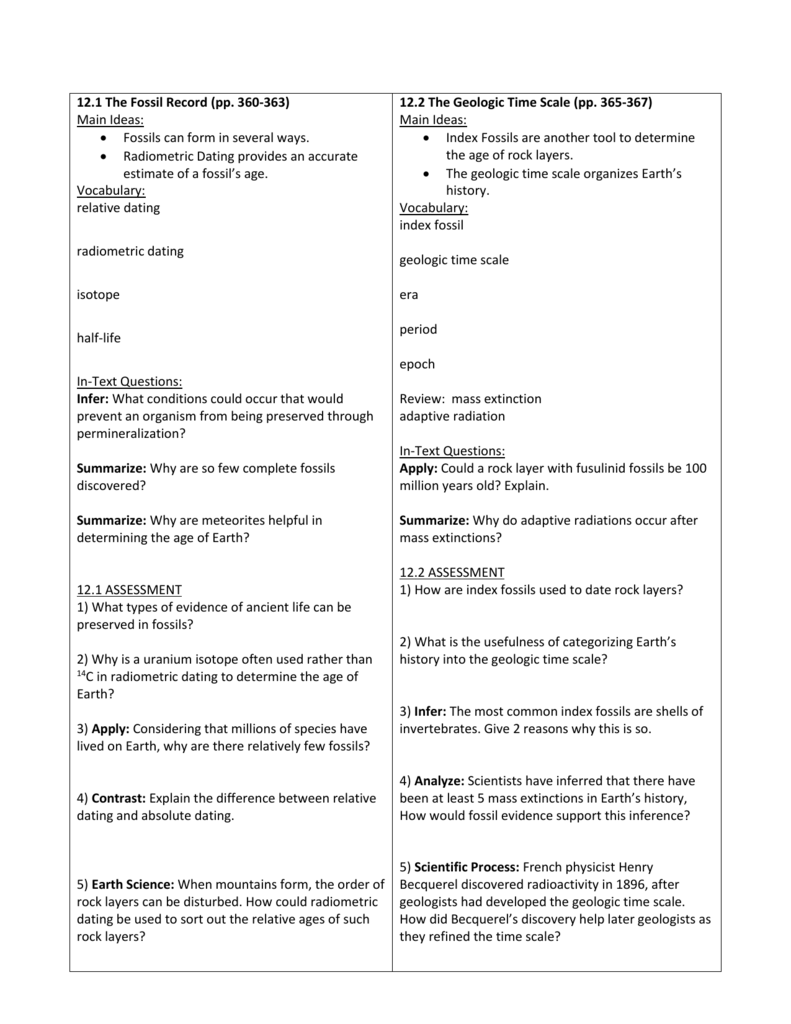 Chapter 12 The History Of Life Reading Assignments