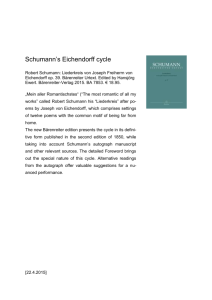 Schumann`s Eichendorff cycle Robert Schumann: Liederkreis von