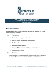 Leadership SLO Class XXV INSTRUCTIONS, DATES and