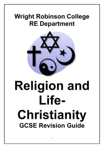 Religion and Life - Wright Robinson College