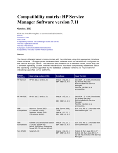 Compatibility matrix: Service Manager