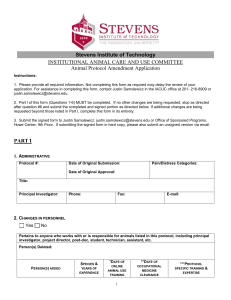 Protocol Amendment Form - Stevens Institute of Technology