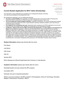 Current Student Application for BFA Tuition Scholarships