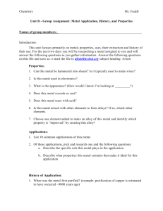 Unit 2B Metals Project