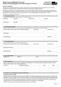 Dingo Licence Application Form and