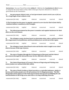 Identifying Powers Worksheet (use with slides and Constitution)