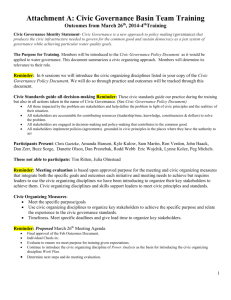 Civic Governance Basin Team Training Outcomes from