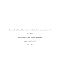 04-03-2013 `Corporate Social Responsibility: How does the “One for