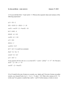 In class problems – some answers January 17, 2013 1) You are told