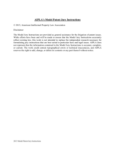 AIPLA Model Patent Jury Instructions 2015 Final