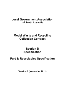 ANNEXURE to the Recyclables Specification