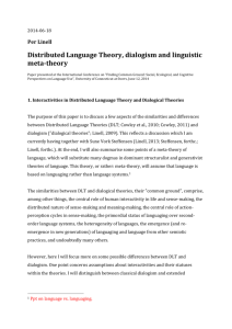 Distributed Language Theory, Dialogism and Linguistic Meta